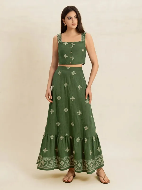 Embroidered Square Neck Cami and Skirt Set sold by Charming Charlie