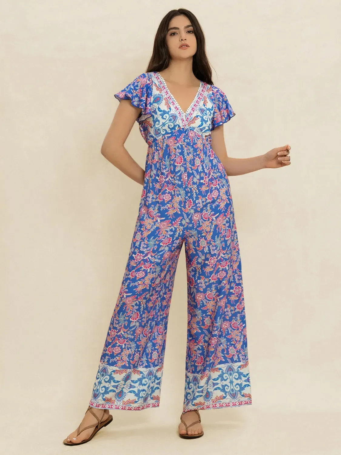 Printed V-Neck Wide Leg Jumpsuit sold by Charming Charlie product image thumbnail 2
