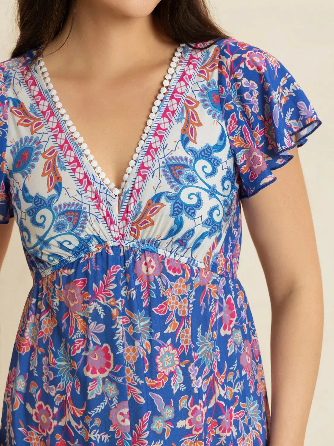 Printed V-Neck Wide Leg Jumpsuit sold by Charming Charlie product image thumbnail 3