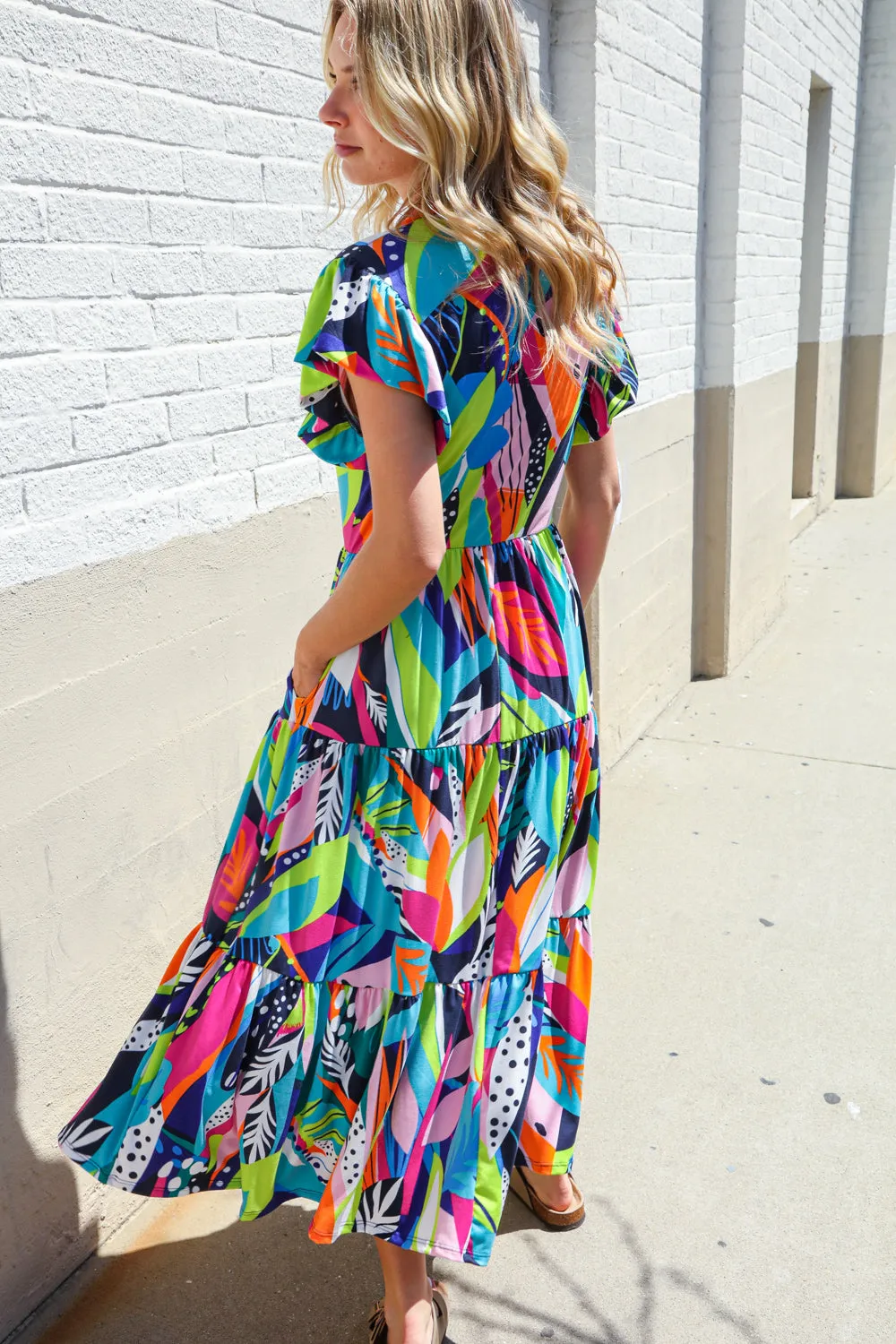 PLUS Feel Your Best Tropical Floral Collar V Neck Midi Dress sold by Charming Charlie product image thumbnail 3