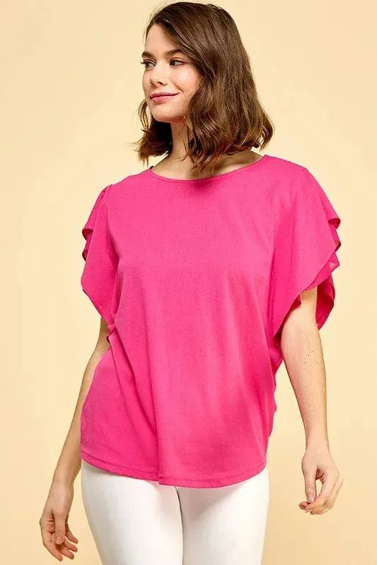 Lime 'N' Chili Round Neck Double Ruffle Cap Sleeve Top sold by Charming Charlie product image thumbnail 2