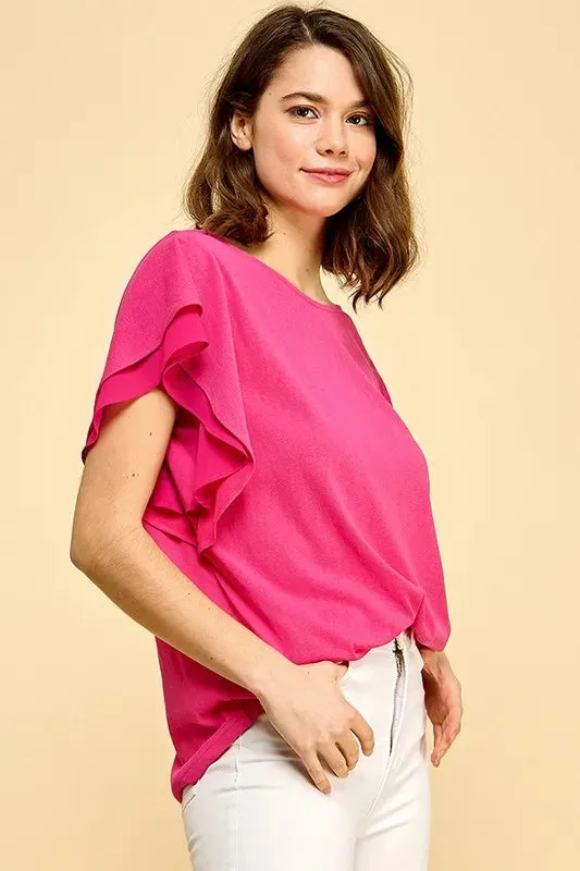 Lime 'N' Chili Round Neck Double Ruffle Cap Sleeve Top sold by Charming Charlie product image thumbnail 3