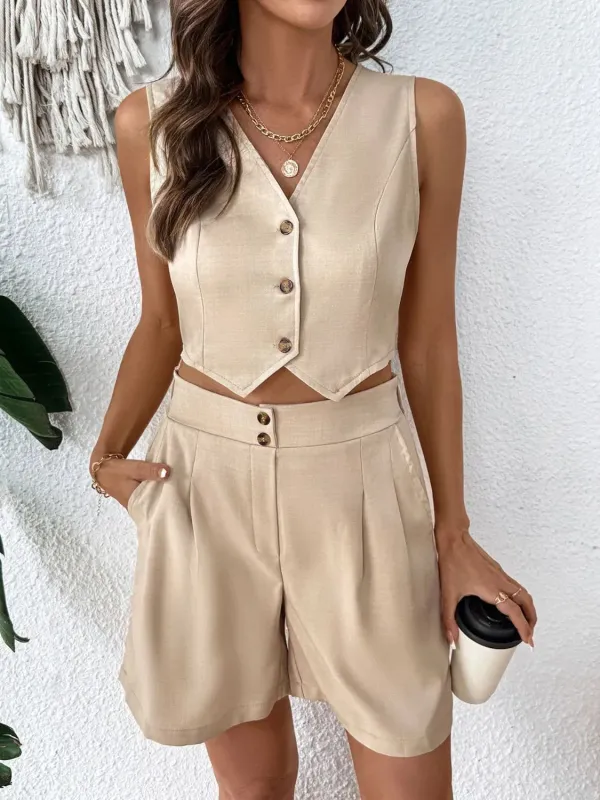 V-Neck Vest and Shorts Set sold by Charming Charlie