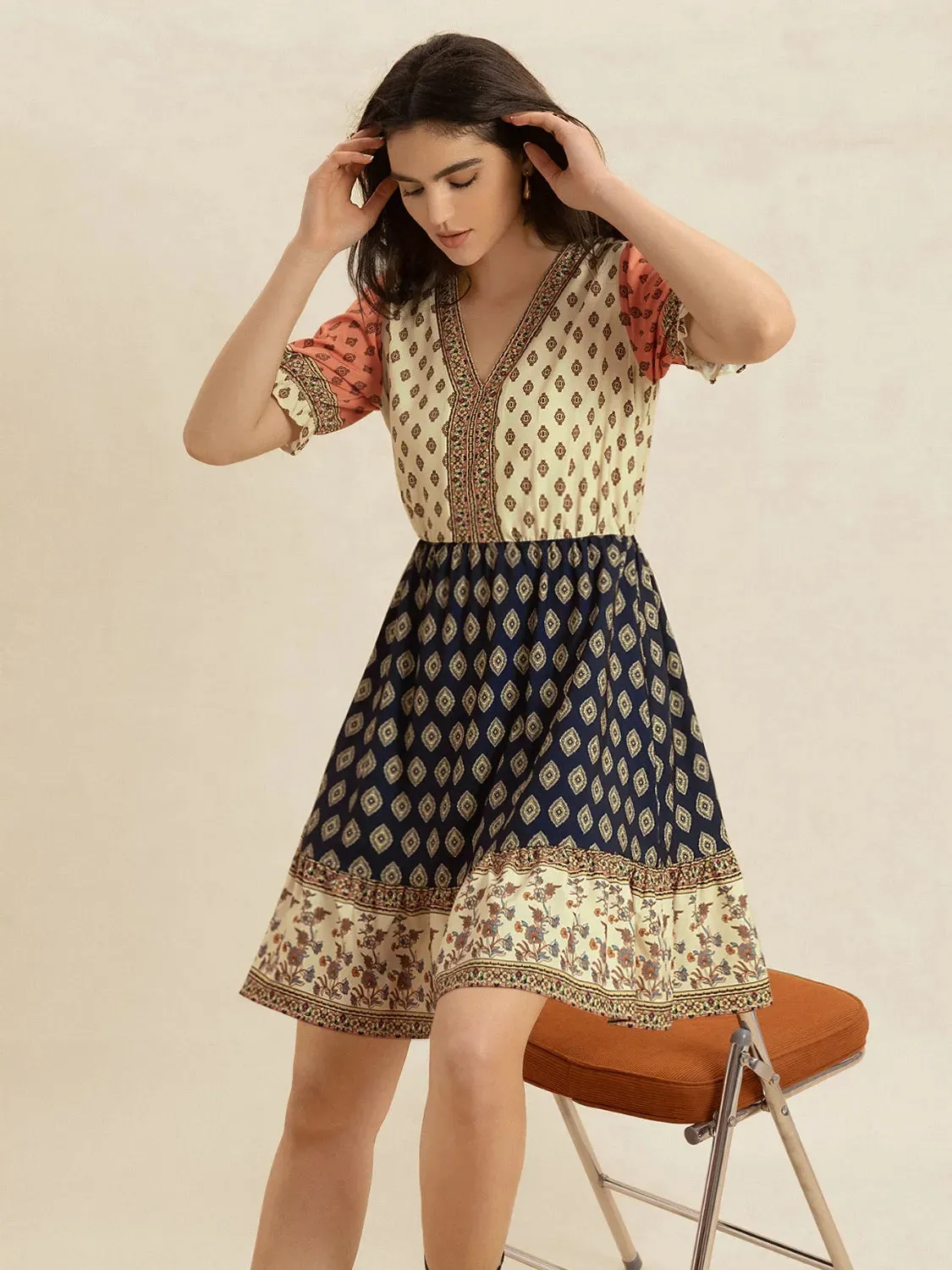 Printed V-Neck Short Sleeve Dress sold by Charming Charlie product image thumbnail 5