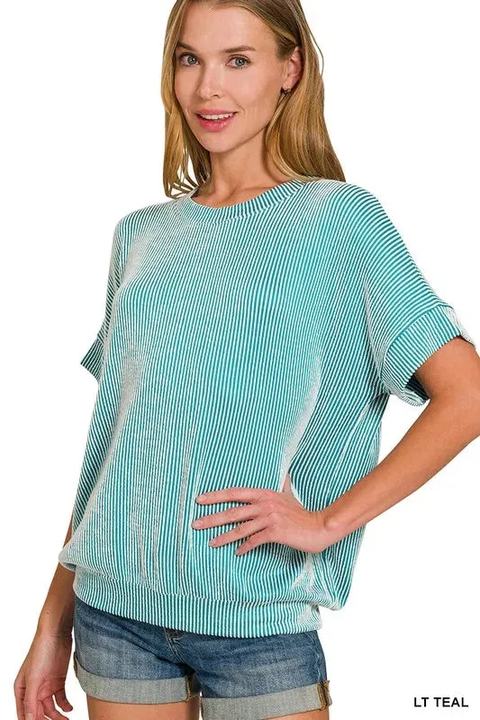 Zenana Corded Rib Short Sleeve T-Shirt sold by Charming Charlie