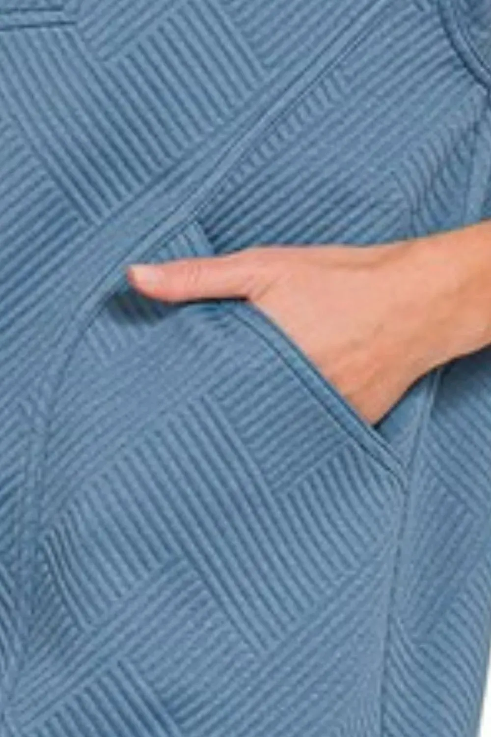 Zenana Textured Knit Jacquard Quarter Zipper Mini Dress sold by Charming Charlie product image thumbnail 3