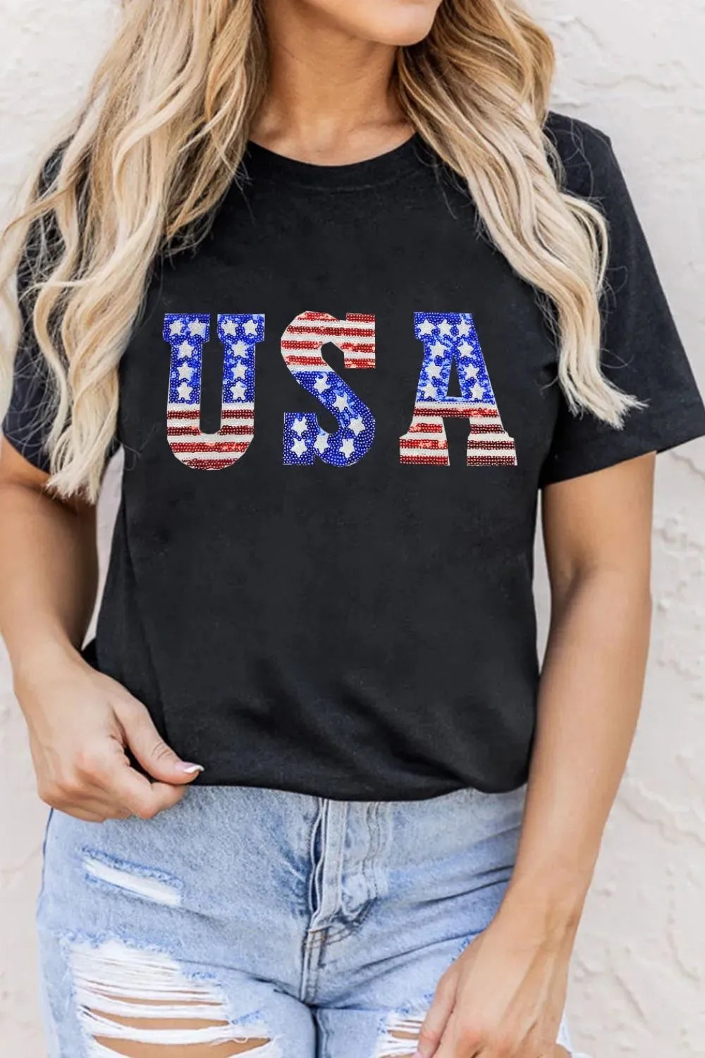 USA Round Neck Short Sleeve T-Shirt sold by Charming Charlie product image thumbnail 5