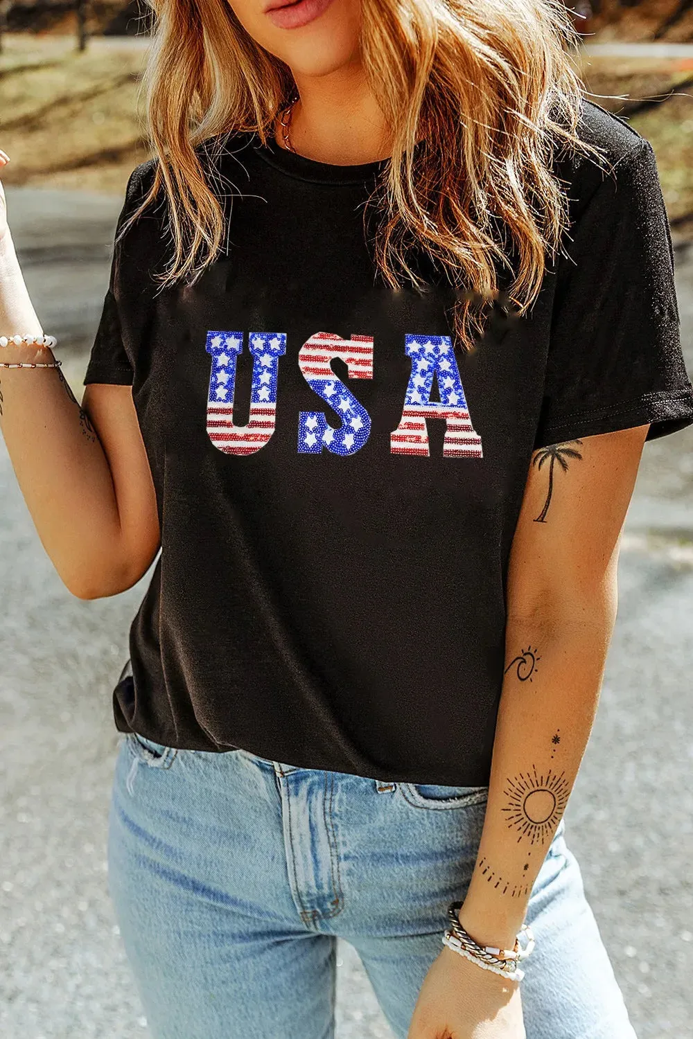 USA Round Neck Short Sleeve T-Shirt sold by Charming Charlie product image thumbnail 3