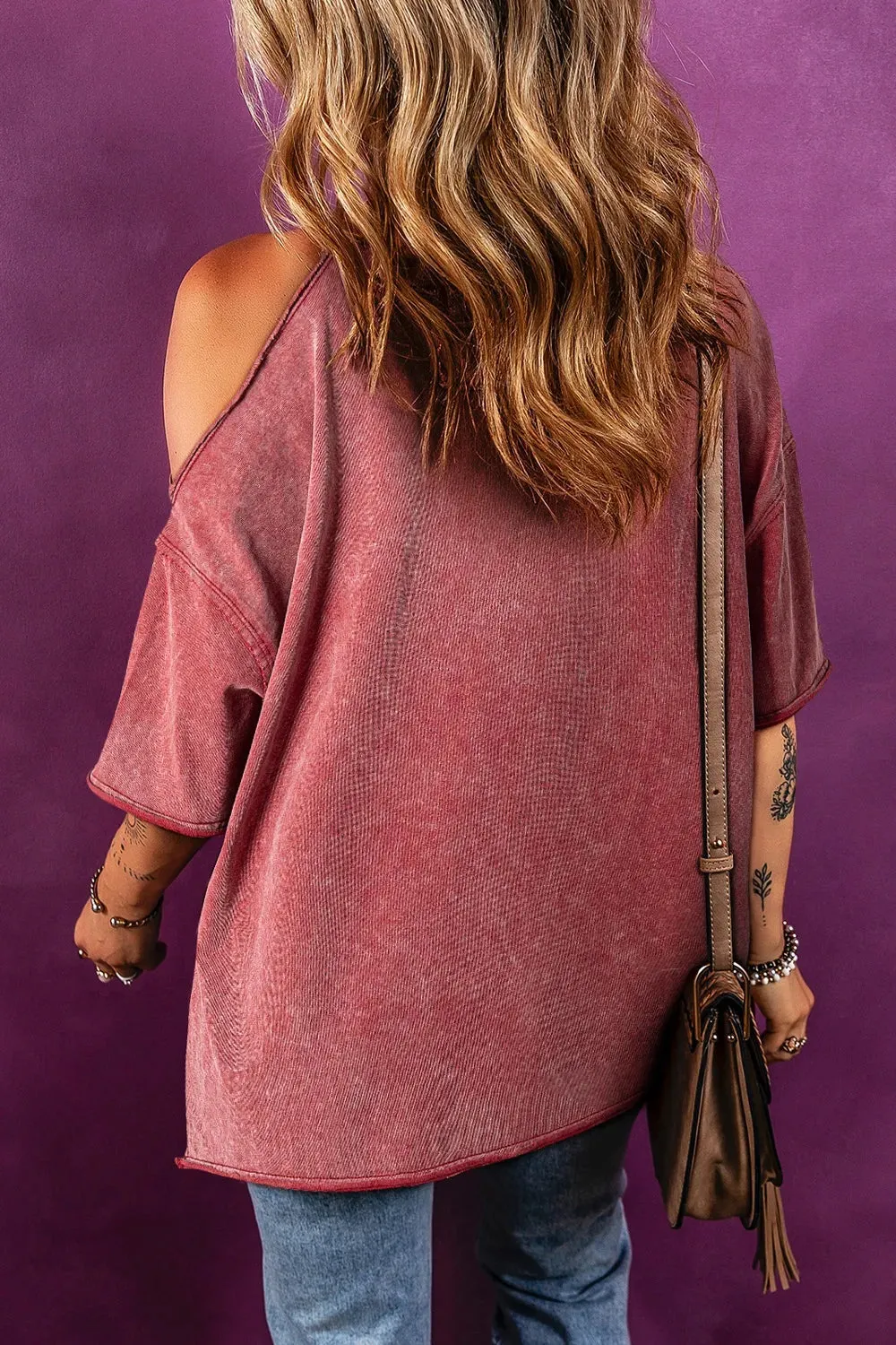 One Shoulder Half Sleeve Oversized Tunic T Shirt sold by Charming Charlie product image thumbnail 2