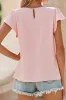 Solid Color Flounce Sleeve Pleated Round Neck Blouse sold by Charming Charlie
