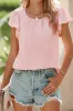 Solid Color Flounce Sleeve Pleated Round Neck Blouse sold by Charming Charlie