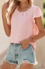 Solid Color Flounce Sleeve Pleated Round Neck Blouse sold by Charming Charlie