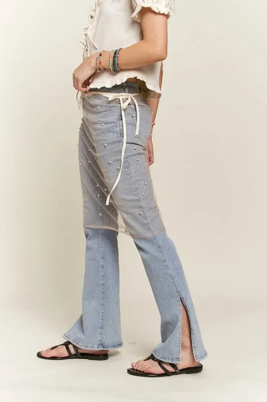 ADORA Pearl Accent Glitter Mesh Layered Cover-Up Skirt sold by Charming Charlie product image thumbnail 4