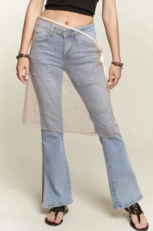 ADORA Pearl Accent Glitter Mesh Layered Cover-Up Skirt sold by Charming Charlie product image thumbnail 2