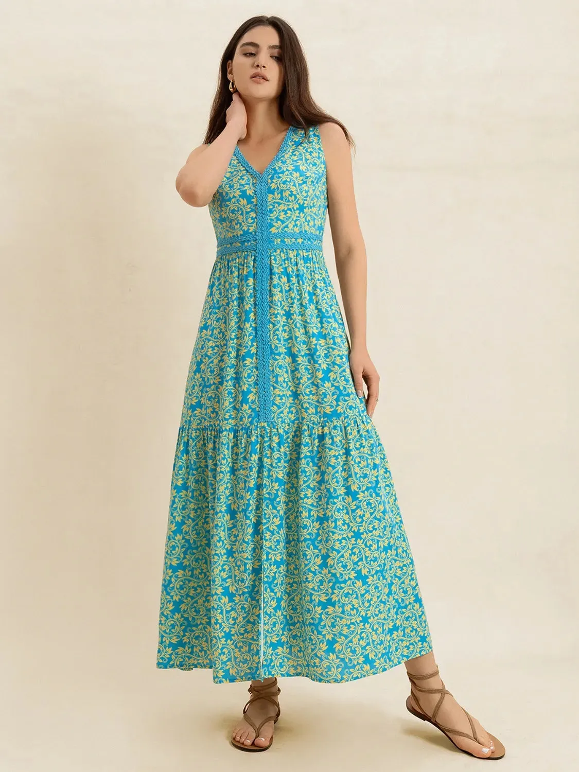 Slit Printed V-Neck Sleeveless Dress sold by Charming Charlie product image thumbnail 2