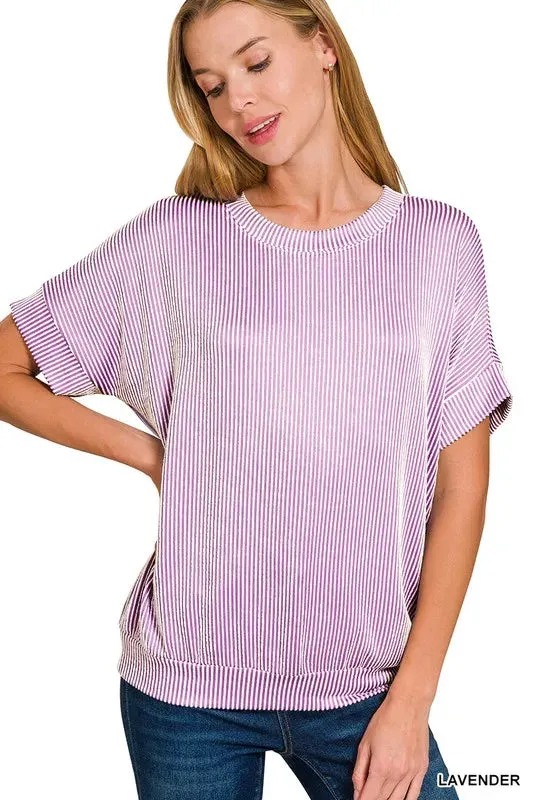 Zenana Corded Rib Short Sleeve T-Shirt sold by Charming Charlie