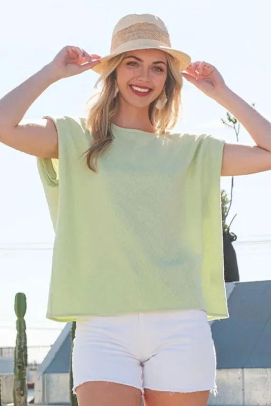 Lime 'N' Chili Textured Solid Muscle Sleeve Top sold by Charming Charlie