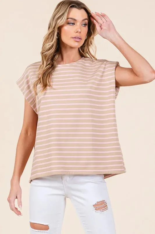 Lime 'N' Chili Striped Muscle Sleeve Top sold by Charming Charlie