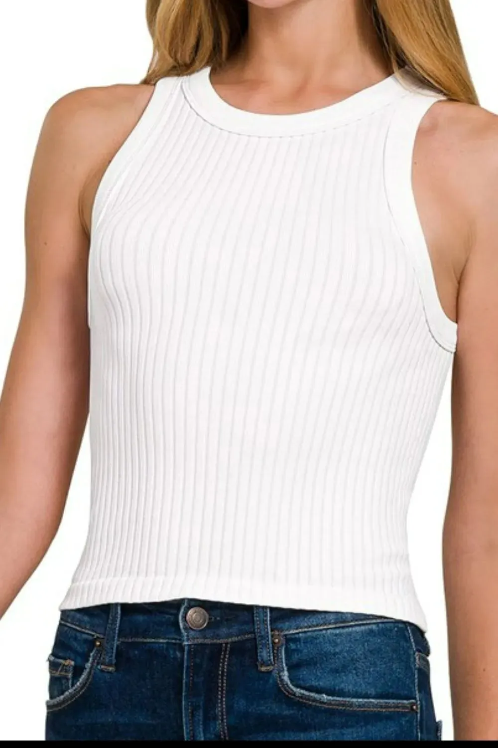 Zenana Seamless Ribbed Crop Tank sold by Charming Charlie product image thumbnail 2