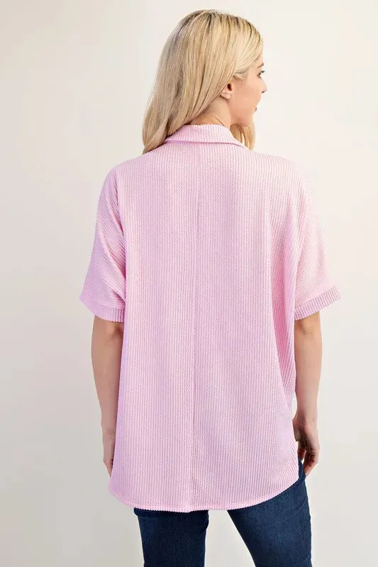 Celeste Full Size Rib Knit Collared Top with Striped Pockets Plus Size sold by Charming Charlie product image thumbnail 3