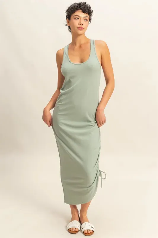 HYFVE Scoop Neck Side Tie Detail Midi Dress sold by Charming Charlie