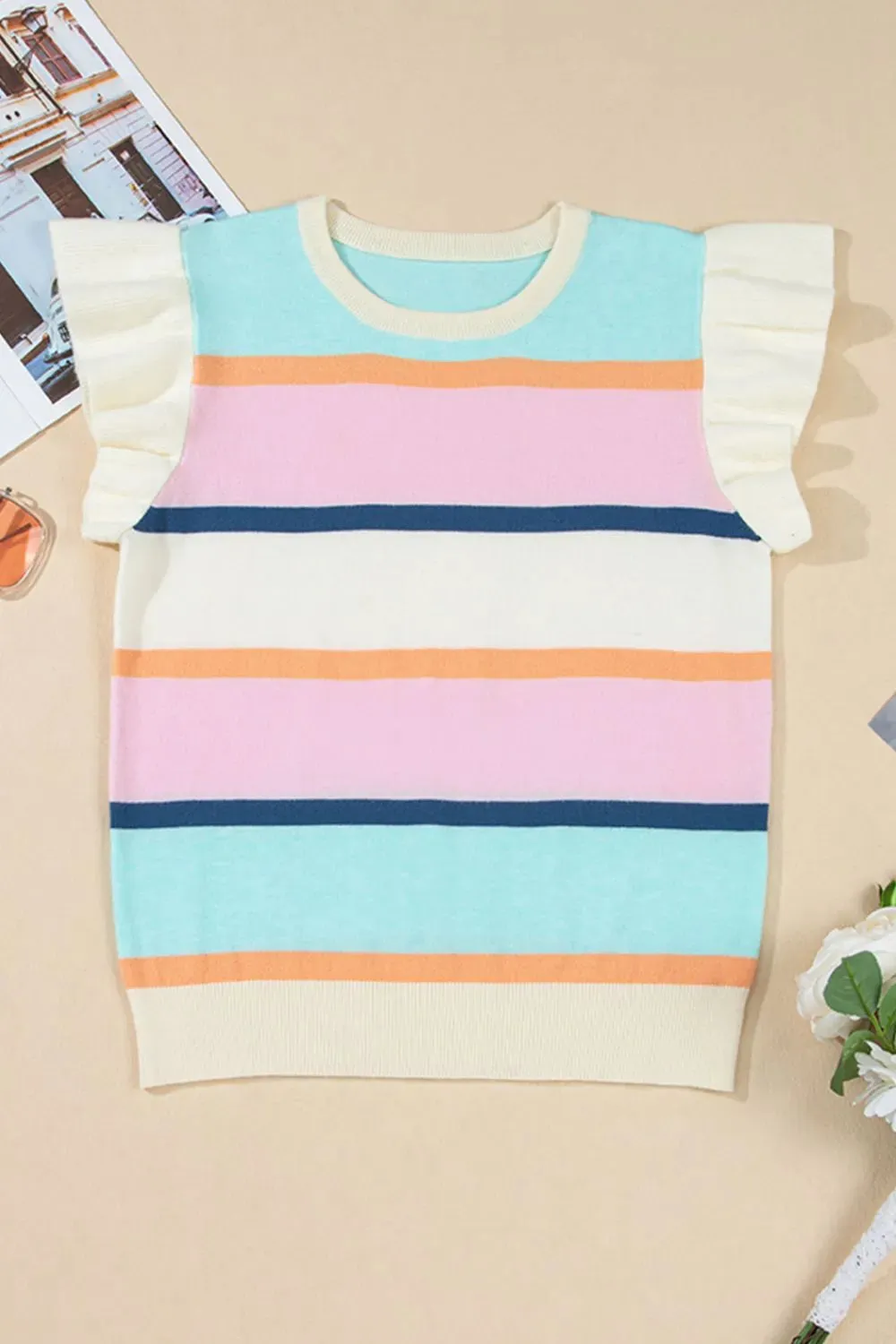 Color Block Round Neck Cap Sleeve Knit Top sold by Charming Charlie product image thumbnail 4