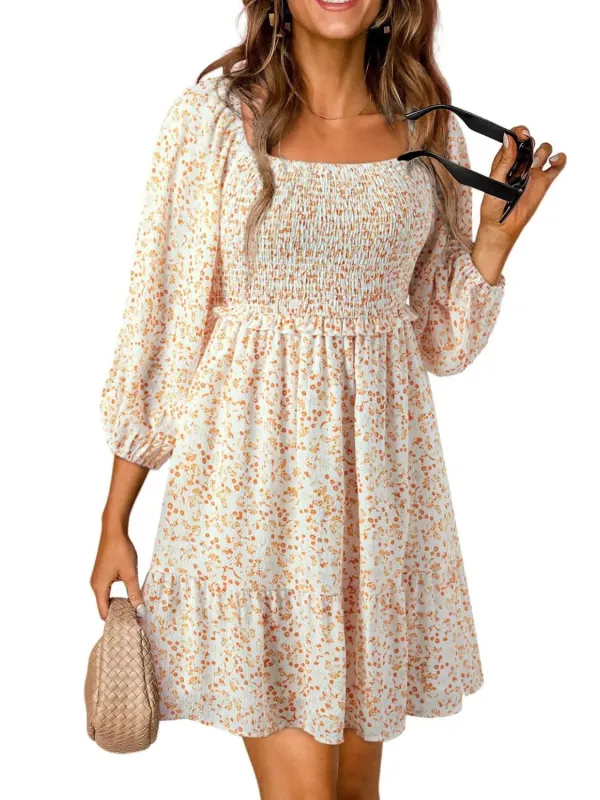 Smocked Floral Square Neck Dress sold by Charming Charlie