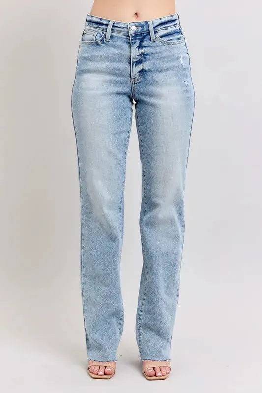 Judy Blue Full Size Mid Rise Light Wash Dad Jeans Plus Size sold by Charming Charlie product image thumbnail 2