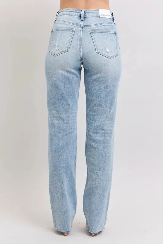 Judy Blue Full Size Mid Rise Light Wash Dad Jeans Plus Size sold by Charming Charlie product image thumbnail 5