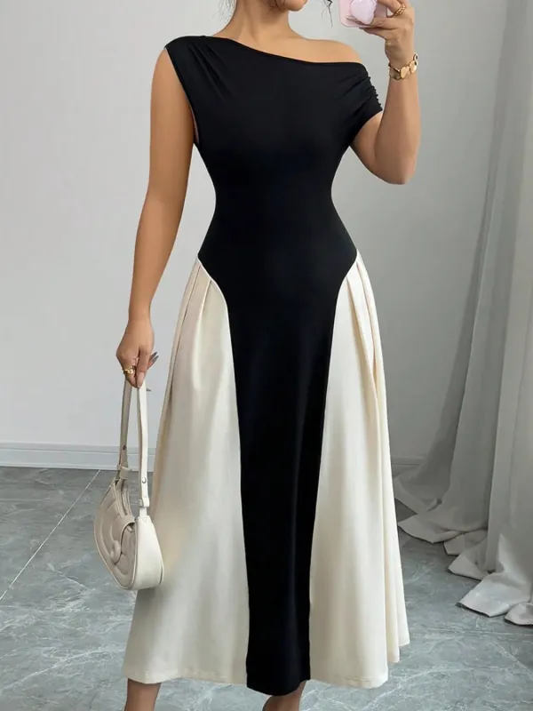 Contrast Single Shoulder Midi Dress sold by Charming Charlie