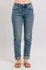 Judy Blue Full Size Mid Rise Vintage Wash Double Roll Cuff Boyfriend Jeans Plus Size sold by Charming Charlie