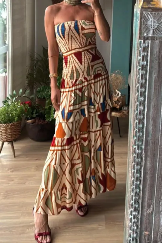 Smocked Printed Tube Dress sold by Charming Charlie
