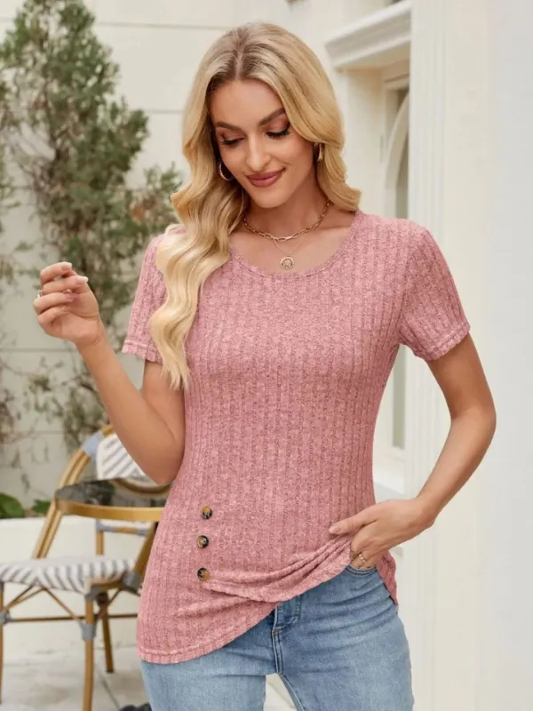 Round Neck Short Sleeve T-Shirt sold by Charming Charlie