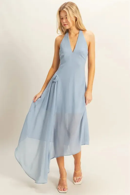 HYFVE Chiffon Halter Asymmetrical Hem Dress sold by Charming Charlie