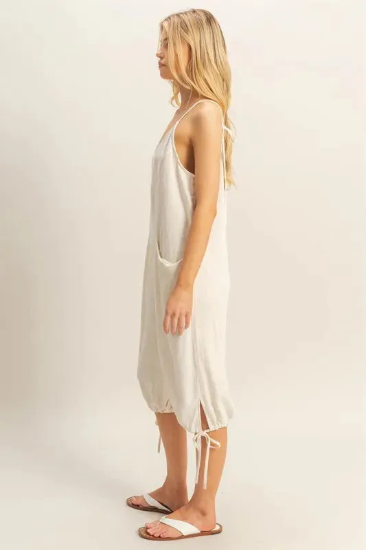 HYFVE V-Neck Pocket Detail Side Tie Hem Romper sold by Charming Charlie product image thumbnail 2