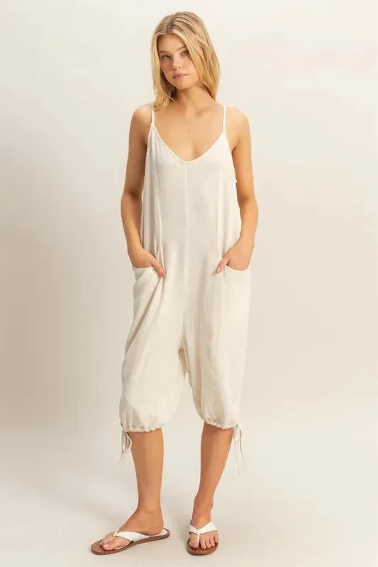 HYFVE V-Neck Pocket Detail Side Tie Hem Romper sold by Charming Charlie