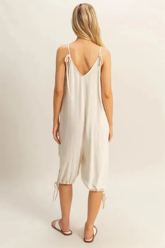 HYFVE V-Neck Pocket Detail Side Tie Hem Romper sold by Charming Charlie product image thumbnail 3