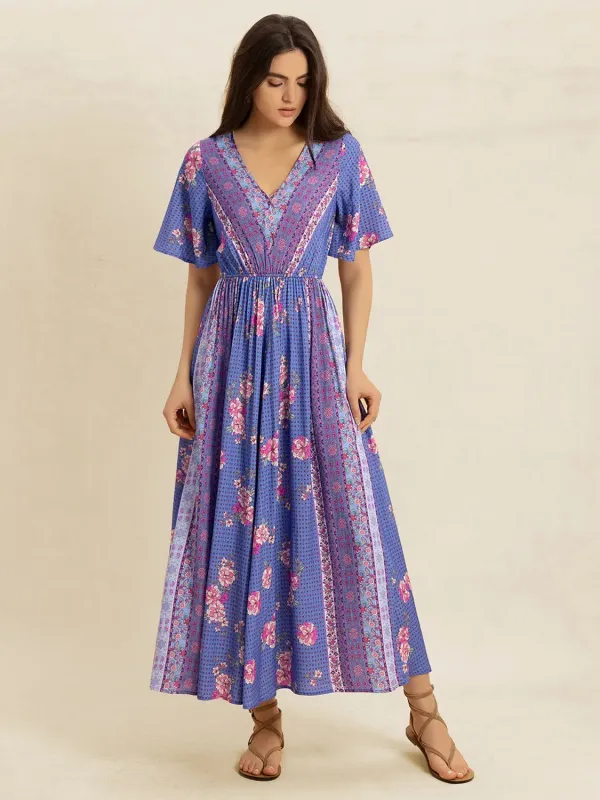 Printed Short Sleeve Midi Dress sold by Charming Charlie