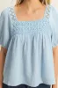 HYFVE Crochet Detail Puff Sleeve Peasant Top sold by Charming Charlie