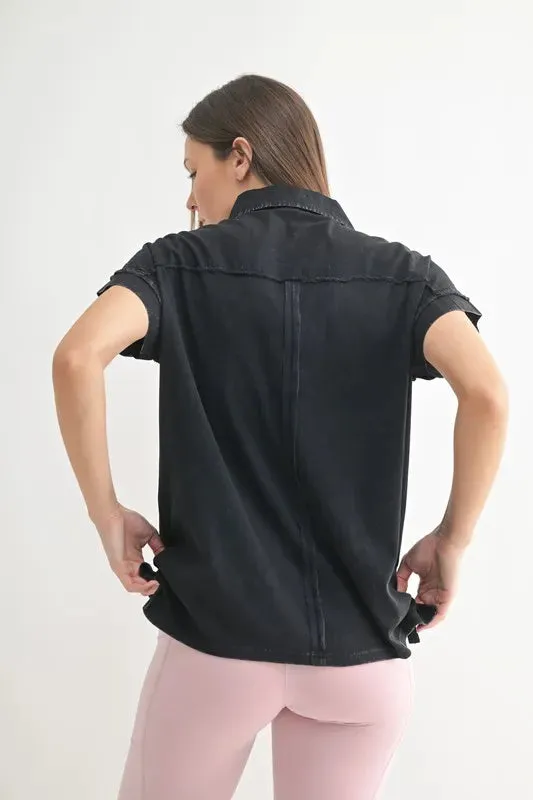 MONO B Mineral Wash Half Button T-Shirt sold by Charming Charlie product image thumbnail 2