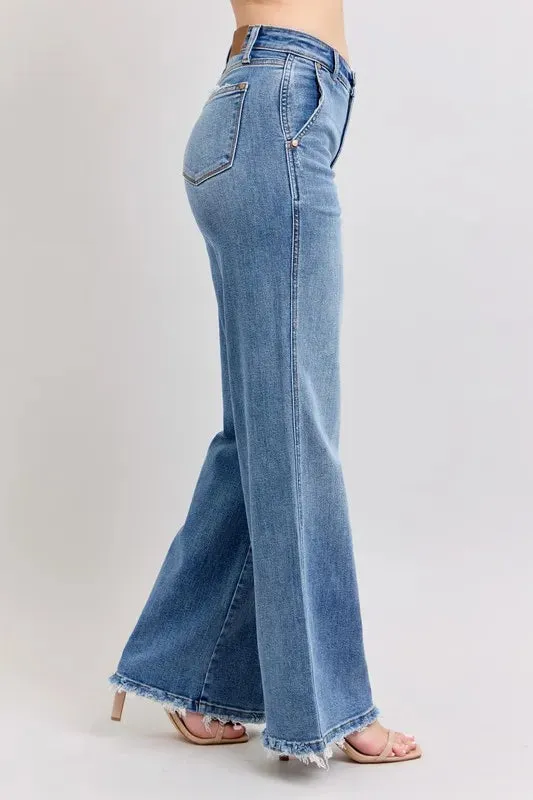 Judy Blue Full Size Raw Hem Wide Leg Jeans Plus Size sold by Charming Charlie product image thumbnail 2