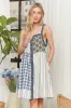 ADORA Patchwork Button Front Mini Dress sold by Charming Charlie