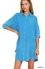 Zenana Washed Double Gauze Button Down Shirt Dress sold by Charming Charlie
