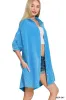 Zenana Washed Double Gauze Button Down Shirt Dress sold by Charming Charlie