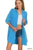 Zenana Washed Double Gauze Button Down Shirt Dress sold by Charming Charlie