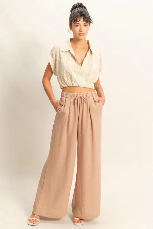 HYFVE Elasticized Waist Wide Leg Pants sold by Charming Charlie product image thumbnail 4