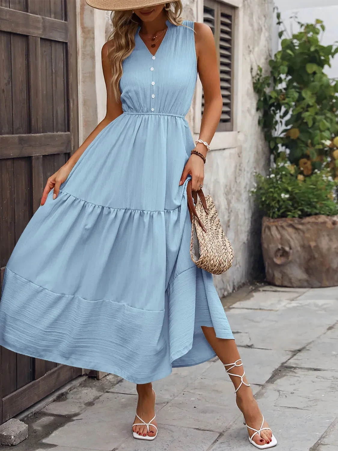 Notched Sleeveless Maxi Tank Dress sold by Charming Charlie product image thumbnail 2