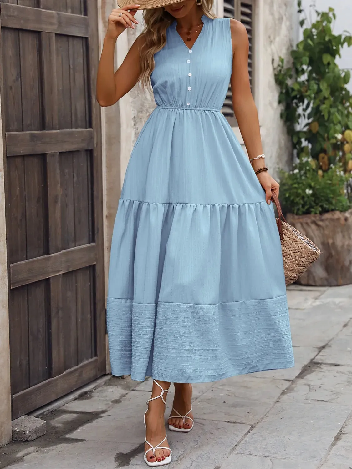 Notched Sleeveless Maxi Tank Dress sold by Charming Charlie product image thumbnail 4