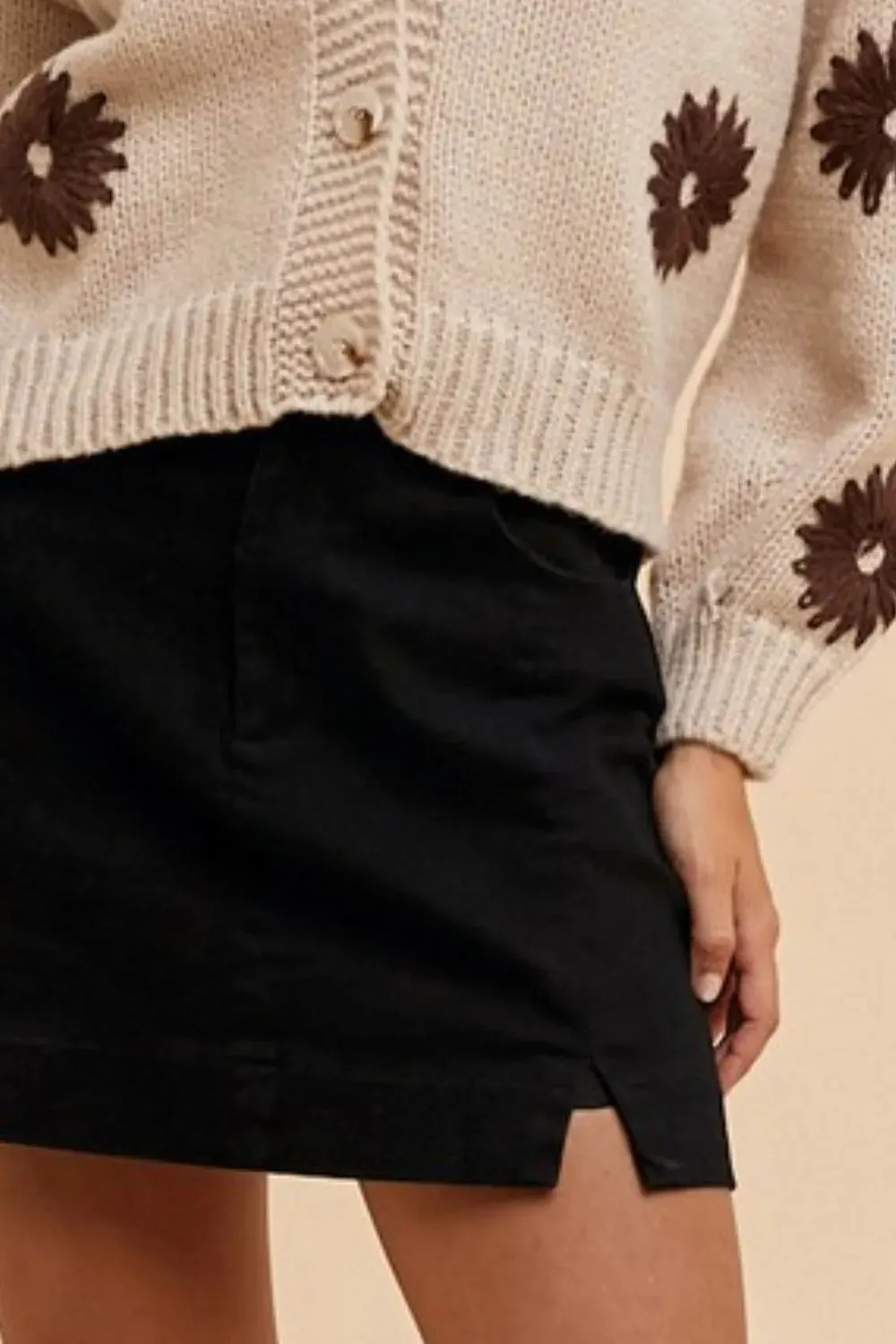 Annie Wear Comfort Stretch Cotton Slit Detailed Mini Skirt sold by Charming Charlie product image thumbnail 3