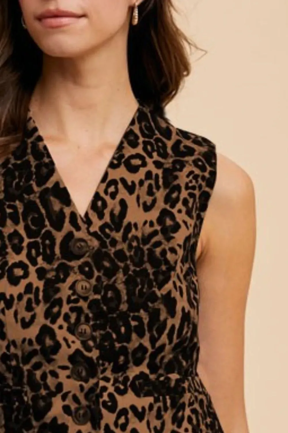 Annie Wear Stretch Leopard Denim Button Down Vest sold by Charming Charlie product image thumbnail 2